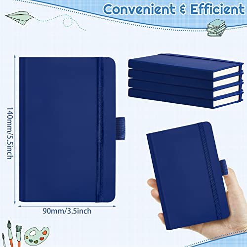 40 Pieces Small Notebooks A6 Pocket Journals 3.5 x 5.5 Inch Small Leather Notebook Mini Ruled Lined Journal with Elastic Band Pen Holder Page Marker Ribbons for Diary School Business Office (Blue) - color: Blue