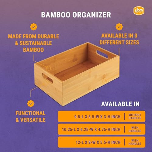 YBM Home Bamboo Storage Boxes without Handle, Organization Storage for Kitchen, Living Room, Bathroom, Office, Small - size: 9.5" L x 5.5" W x 3" H