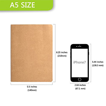 Set of 3 Kraft Cover Journals: 8.25x5.5 inches, 100gsm Ivory Pages, 30 Sheets (60 Pages), Blank, DIY-friendly, and Versatile for Daily Use - size: A5, style: Plain