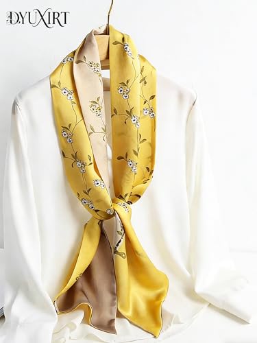 100% Mulberry Silk Oversized Women’s Sun-Shielding Shawl Formal Evening Neckwear Featherlight Airy - color: N21-buttercup Gleam Scarf（69" X 21"inch）