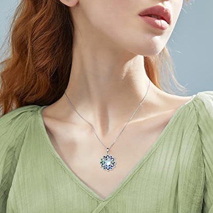 ONEFINITY Lotus Necklace 925 Sterling Silver Moonstone Pendant Necklace Yoga Lotus Jewelry for Women - style: Abalone shell lotus