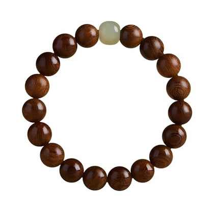 Feng Shui Wood Bracelet, Natural Golden Sandalwood Buddhist Mala for Wealth Luck Prosperity, Positive Energy Meditation Bracelet, Unisex Holiday Gift