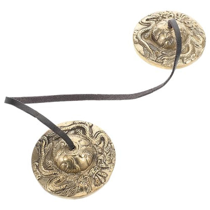 Tibetan Style Meditation Brass Chime Bells Handcrafted Percussion Instrument with Dragon Motif for Mindfulness Yoga and Healing