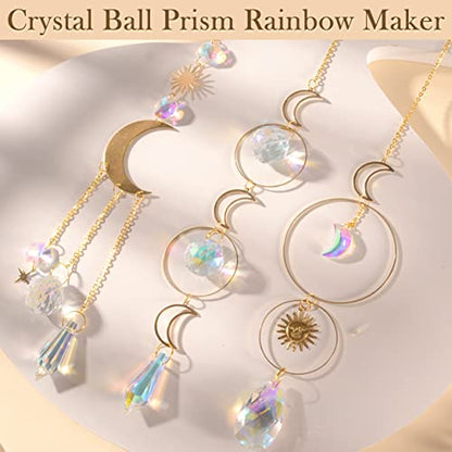 ilclviz Suncatcher Crystal Hanging Sun Catcher Prism with Chain Pendant Ornament Crystal Balls for Window - color: Gold B