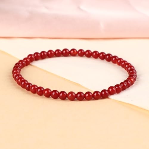 LPBeads Handmade Natural Gemstone Stretch Elastic Bracelet Healing Crystal Round Stone Beads Jewelry Gifts for Women Men - color: Carnelian, size: 4mm