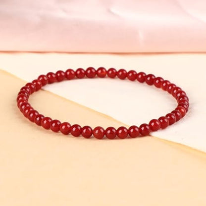 LPBeads Handmade Natural Gemstone Stretch Elastic Bracelet Healing Crystal Round Stone Beads Jewelry Gifts for Women Men - color: Carnelian, size: 4mm