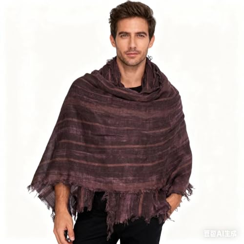 Artistic Retro Cotton And Linen Scarf, Plain Tie Dye Gradient Autumn And Winter New Soft Cotton Shawl - color: Wine Red