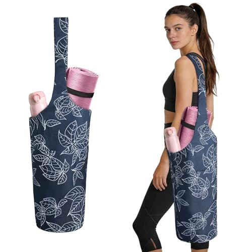 IwIeIaIrI Yoga Mat Bag for Women with Large Size Pocket and Zipper Pocket,Yoga Bag Mat Carrier Holder Fits Most Your Stuff,Yoga Accessories Gifts - color: Dark Blue-Polyester
