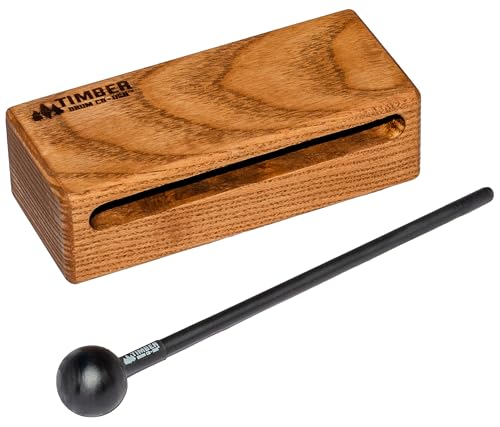 Timber Drum Co. Wood Block Percussion Musical Instrument, 6" Small — MADE IN U.S.A. — Includes Mallet, Feet — Solid Hardwood, Rich Block Tone