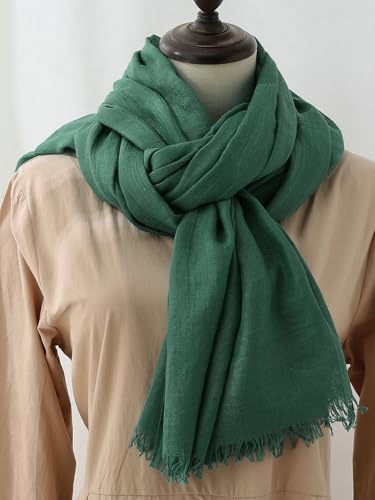 Harewom Lightweight Gauze Linen Feeling Shawl Wraps for Women Beach Summer Scarf for Evening Wedding Dresses - color: Shawl Wraps - Green