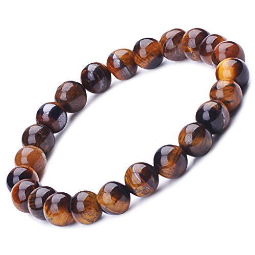 Women's Men's Buddha Rosary Bracelet 9mm Beads Wrist Mala Energy Stone Stretch Bracelet, Therapy Yoga Meditation, Brown
