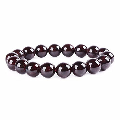 Justinstones Gem Semi Precious Gemstone 10mm Round Beads Stretch Bracelet 7 Inch Unisex - color: Garnet