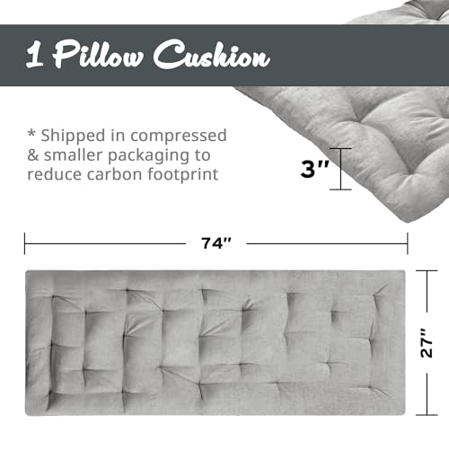 Intelligent Design Edelia Foldable Poly Chenille Light Weight Lounge Floor Pillow Cushion Tufted Seat for Meditation, Game Playing, Yoga, Reading with Travel Wrap, 74x27, Gray - color: Gray