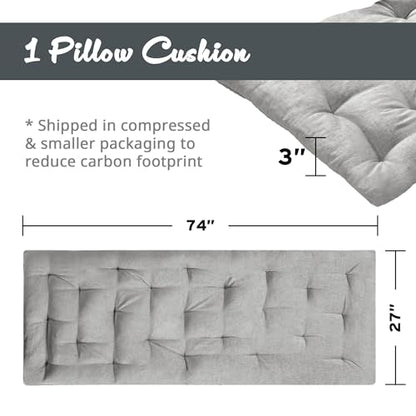 Intelligent Design Edelia Foldable Poly Chenille Light Weight Lounge Floor Pillow Cushion Tufted Seat for Meditation, Game Playing, Yoga, Reading with Travel Wrap, 74x27, Gray - color: Gray