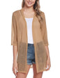 iClosam Women Casual 3/4 Sleeve Sheer Open Front Cardigan Sweater Kimono - color: Khaki, size: Small