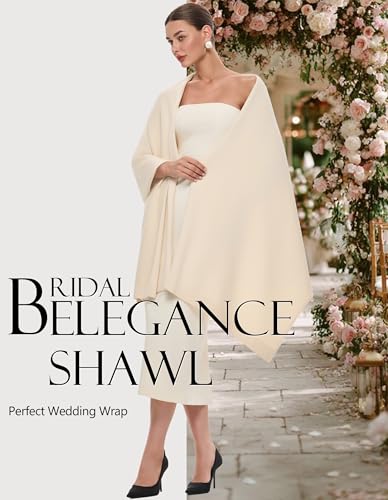 PULI Women's Pashmina Shawl Wraps for Evening Dress Large Scarf Blanket Long Wedding Bridal Winter Warm Shoulder Wrap - color: Gift Box Beige