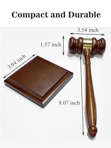 Perfect Desk Accessory, Wooden Gavel and Sound Block Set for Lawyers, Judges, Chairmen of The Board Auction, Club Presidents (Square) - style: Square