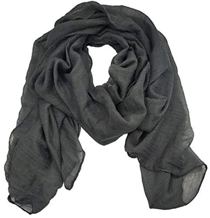 Women's Cotton Scarves Lady Light Soft Fashion Solid Scarf Wrap Shawl - color: Darkgrey
