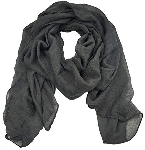 Women's Cotton Scarves Lady Light Soft Fashion Solid Scarf Wrap Shawl - color: Darkgrey