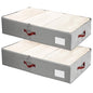 Criusia Under Bed Storage Bins with Clear PVC Lids – 2 Pack Large Underbed Organizers with Heavy-Duty Handles, Reinforced with 800G PP Panels & 80G Non-Woven Fabric – Waterproof & Foldable, Gery - color: 2 Pack Gery