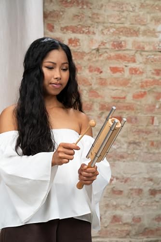 Three Tone Energy Chime with Long Resonance For Calming Meditation, ASMR, Sound Healing, and Yoga — Includes Mallet - style: Major triad: C6, E6, G6