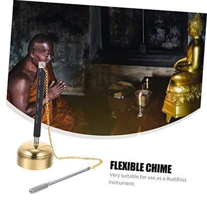POPETPOP Flexible Telescopic Buddhist Chime for Temple Rituals Meditation Sound Handbell Instrument Clear Crisp Knocking Sturdy Material Buddha Utensil for Prayer and Dharma Use