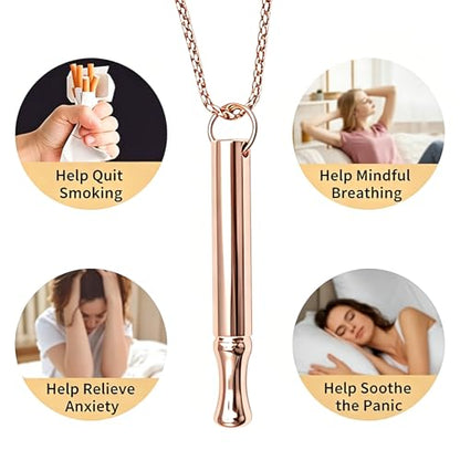 LAMKHOO Breathing Necklace to Quit Smoking and Vaping with Refillable Mint Pods Stop Smoking Aids Fidget Necklace for Anxiety Relief Smokeless Inhaler for Adults (Gold) - color: Copper-color
