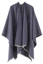 Women's Shawls Wrap Poncho Soft Capes Open Front Cardigan Large Blanket Wraps Shawl Knitted Cloak Cardigan Warm - color: New-navy