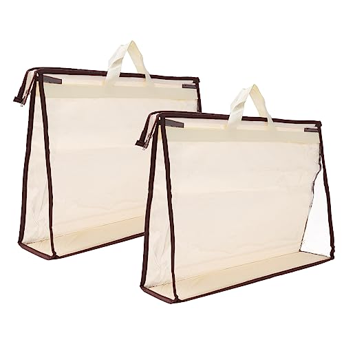 PATIKIL Handbag Dust Bags, 2 Pack Clear Purse Storage Organizer L Size PVC Dustproof Handbag Cover Transparent Purse Protector, Beige - color: Beige, size: L