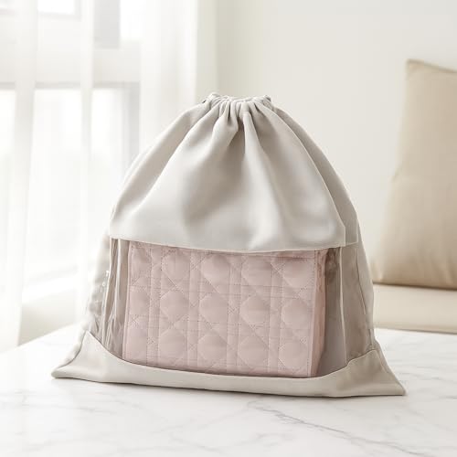 Drawstring Storage Bag, Dust Protection Fabric Organizer, Lightweight Moisture-Resistant Closet Storage Sack (Grey)