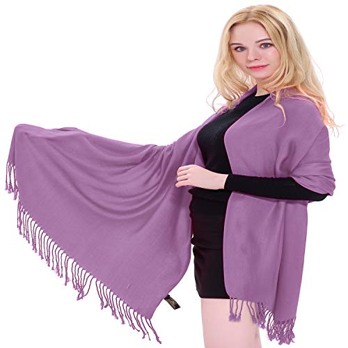 CJ Apparel Solid Color Tassels Design Nepalese Shawl Scarf Wrap Stole Throw Head Wrap Pashmina Gift Hand Made in Nepal New - color: Magenta