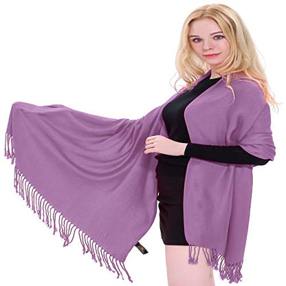 CJ Apparel Solid Color Tassels Design Nepalese Shawl Scarf Wrap Stole Throw Head Wrap Pashmina Gift Hand Made in Nepal New - color: Magenta