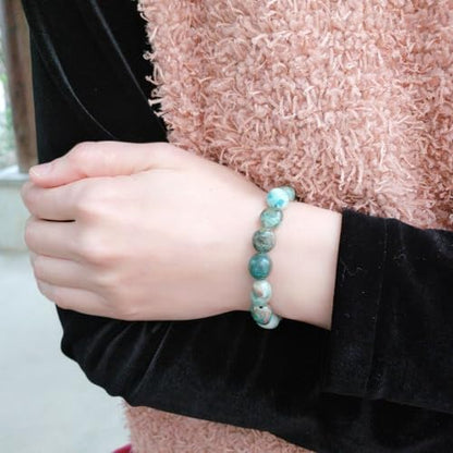 Adabele 1pc Natural Stretch Gemstone Bracelet 7mm-10mm Free Form Bead 7 Inch 7.5 Inch Healing Crystal Engergy Quartz Chakra Jewelry Women Birthday Gift - color: Chrysocolla, size: 7.5 Inch (bead size 7-10mm)