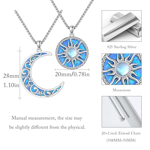 Yin Yang Necklaces for Women Men 925 Sterling Silver Pendant Necklace Yin Yang Jewelry for Women Men Couples - style: Sun Moon #4