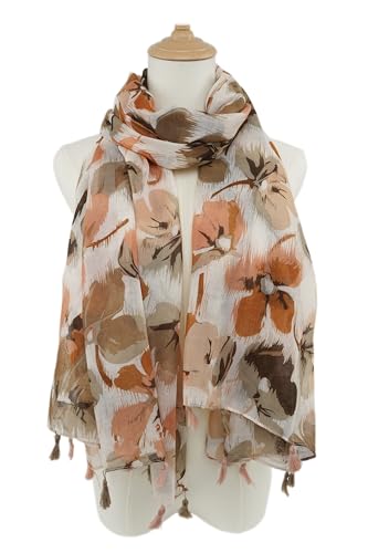 YOUR SMILE Large Boho Scarf for Women Lightweight Floral Printed Scarves Fall Winter Fashion Fringed Shawl wraps - color: 30