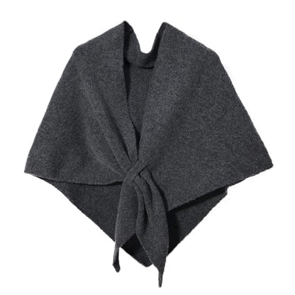 Women's Shawl Wrap Cardigan Knitted Wool Blend Pashmina Cape, Scarf & Sweater Cover-Up for winter - color: Dark Grey