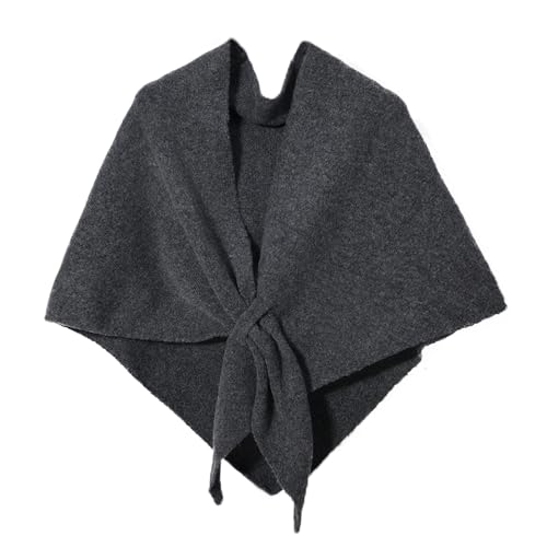 Women's Shawl Wrap Cardigan Knitted Wool Blend Pashmina Cape, Scarf & Sweater Cover-Up for winter - color: Dark Grey
