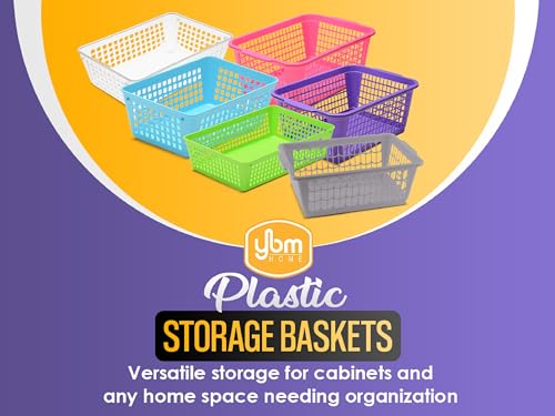 YBM HOME Plastic Perforated Storage Basket Bin Office Drawer, Shelf Desktop Countertop Tray Organizer 32-1184 (6, Blue) - color: Blue