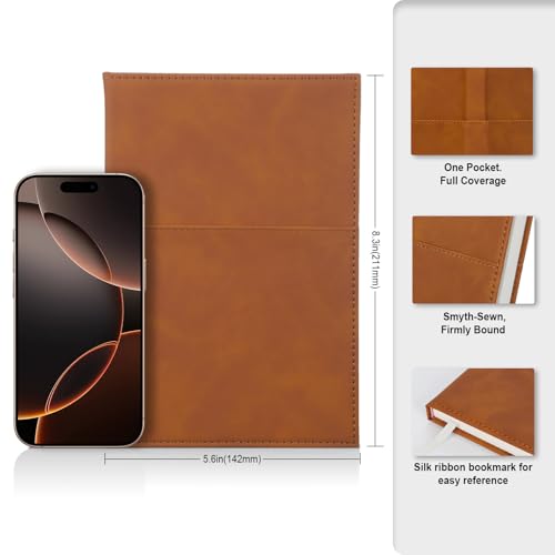 COMIX Lined Journal for Men Women, 240 Pages 5.6" x 8.3" Journaling Notebook, A5, College Ruled, Hardcover Notebook for Work & Note Taking, Fits for Office School Home, Brown