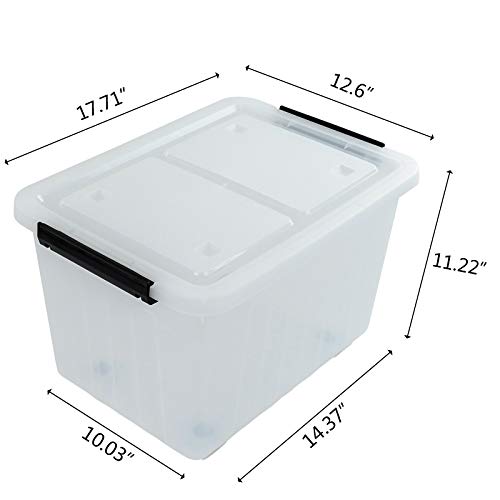 30L Plastic Storage Bin, Stackable and Nestable Storage Boxes with Lids and Secure Latching Buckles, Large Storage Container (Clear)