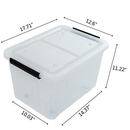 30L Plastic Storage Bin, Stackable and Nestable Storage Boxes with Lids and Secure Latching Buckles, Large Storage Container (Clear)