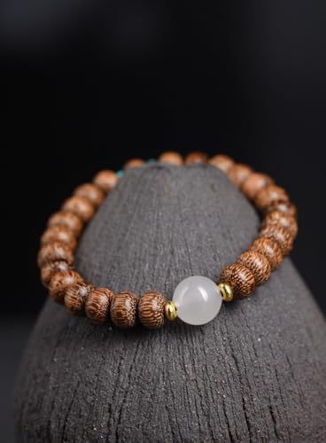 DIY style of plate beads, yellow pear wood, agarwood, Buddha beads, simple gift, men's and women's souvenirs, forest natural wood elastic bracelet