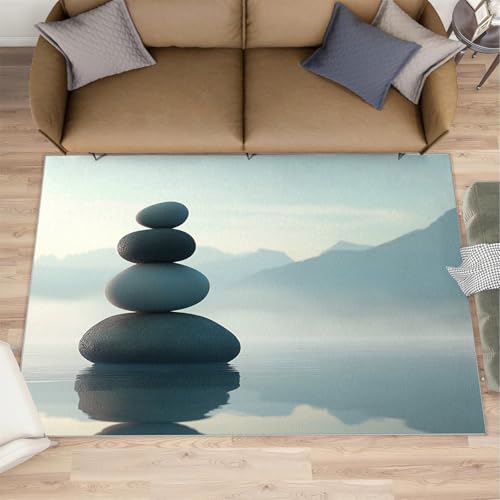 Zen Rug - 3x4 Washable Rug, Yoga Meditation Rugs for Living Room, Zen Stone Lake Area Rugs for Bedroom, Soft Low Pile Indoor Carpet & Home Decor - color: Zen#117, size: 3' x 4' (Rectangular)