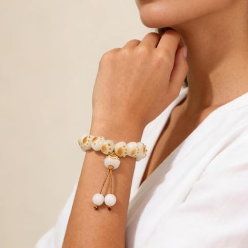 Bodhi Fidget Bracelet Anxiety Relief Items Bodhi Seed Beads, Elastic Wristband Meditation Yoga Mindfulness Worry Beads, Birthday Gift for Her for Women, White Dot Print Stackable Jewelry - color: A3:Cat Paw Bracelet