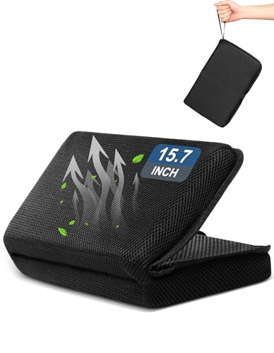 Airplane Seat Cushion Portable Travel Cushion for Comfort Foldable Stadium Pad with Breathable Fabric Seat Pad Perfect for Long Flights, Office, Bleacher, Camping - color: Black
