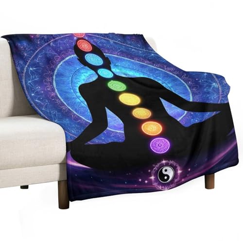 Soft Bed Sofa Couch Cover, Lightweight Flannel Blanket for Men and Women Nine Chakra Yoga Meditation Lotus Blue Mandala - color: Color71, size: 30"x40"