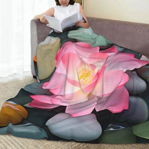 Zen Blanket Anti Pilling Throw Red Lotus Flower Bloom in Water Fleece Flannel Lightweight Cozy Bedspread Living Room Women Adults and Kids Bed Sofa 60"X50" - color: Zen2