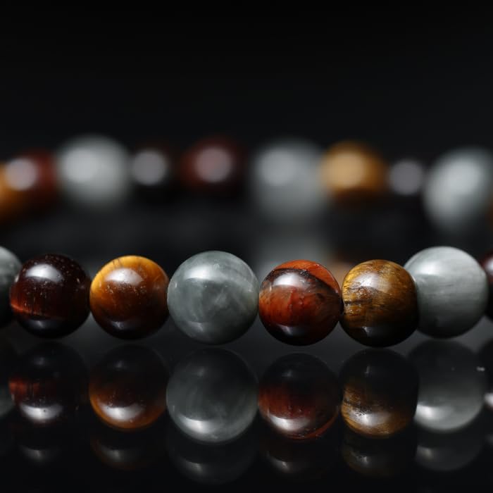 Tigranes Premium Natural Stone Bracelet Collection – Handmade Gemstone Jewelry in Luxury Branded Gift Box - style: Tiger’s Eye & Hawk’s Eye