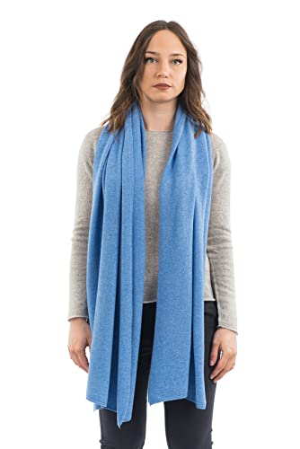 Dalle Piane Cashmere Womens Wool Cashmere Blend Stole Soft Italian Shawl Wrap for Wedding Evening Gift Made in Italy - color: Light Blue