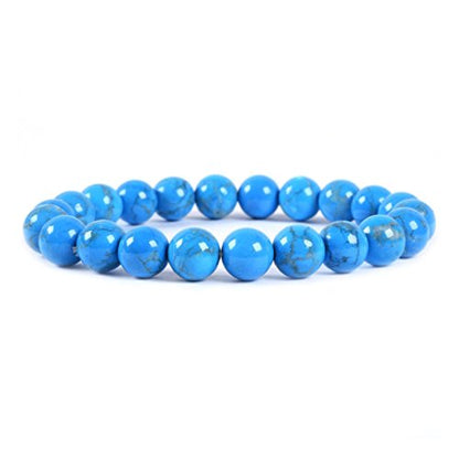 Justinstones Gem Semi Precious Gemstone 8mm Round Beads Stretch Bracelet 7 Inch Unisex - color: Turquoise Howlite